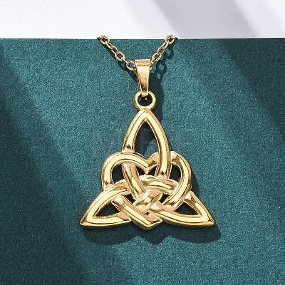 Trinity Knot 304 Stainless Steel Pendant Necklaces NJEW-H059-02G-1