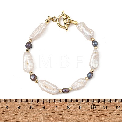 Natural Heishi Pearl Beads Bracelets with 304 Stainless Steel Toggle Clasps for Women BJEW-JB14408-1