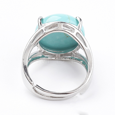 Adjustable Synthetic Turquoise Finger Rings RJEW-F075-01R-1