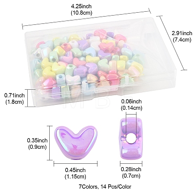 98Pcs 7 Colors UV Plating Opaque Acrylic Beads MACR-FS0002-16-1