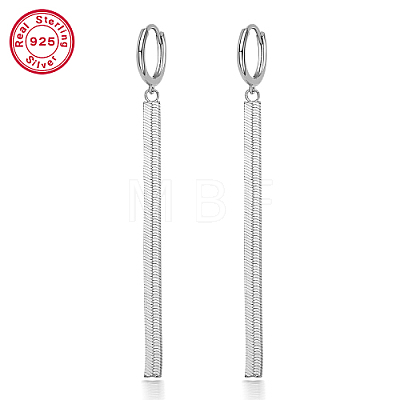 Rhodium Plated 925 Sterling Silver Dangle Hoop Earrings GX2586-2-1