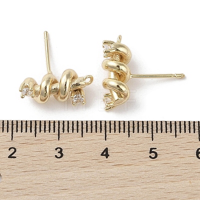 Brass with Clear Cubic Zirconia Stud Earring Findings KK-G491-54G-1