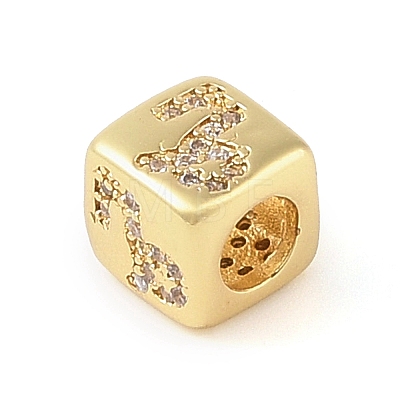 Brass Micro Pave Clear Cubic Zirconia European Beads LS-KK-K368-01G-10-1