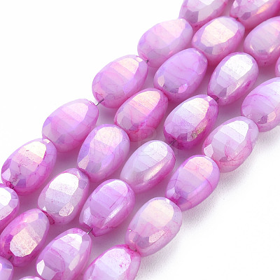 Opaque Baking Painted Crackle Glass Beads Strands EGLA-S174-21-1