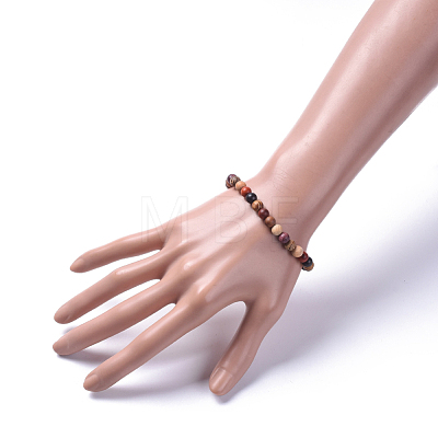 Wood Beads Stretch Bracelets BJEW-JB05050-01-1