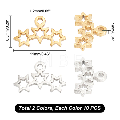 20Pcs 2 Colors 304 Stainless Steel Charms STAS-DC0008-79-1