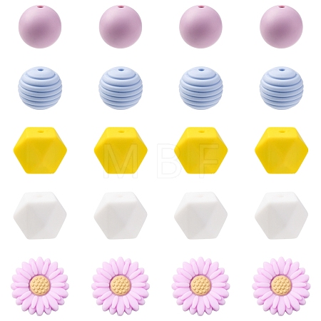 5 Styles Food Grade Eco-Friendly Silicone Beads SIL-FS0001-24-1
