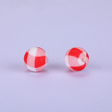 Printed Round Silicone Focal Beads SI-JX0056A-43-1