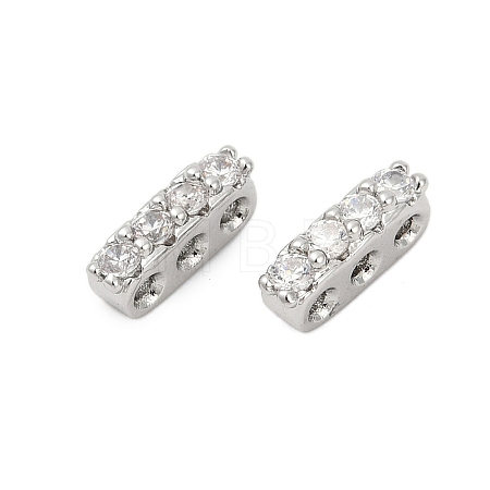 Brass Micro Pave Clear Cubic Zirconia Spacer Bars KK-P302-20P-1