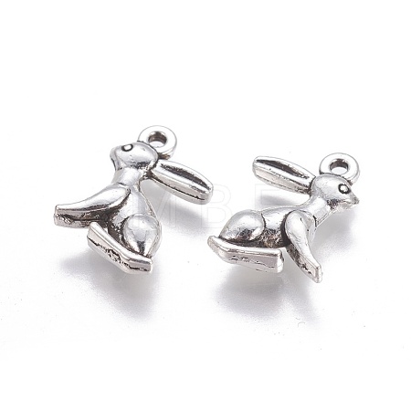 Tibetan Style Alloy Rabbit Pendants TIBEP-1437-AS-LF-1