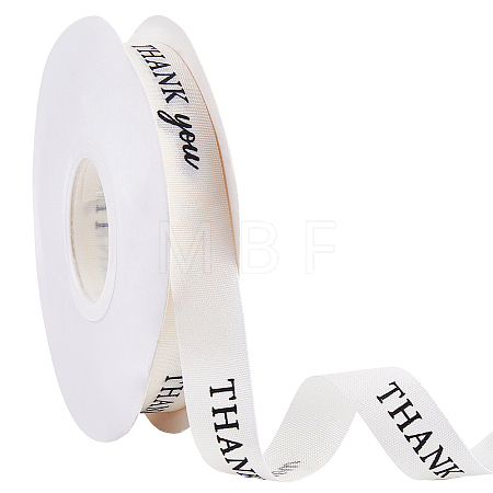 Polycotton Printed Black Word Thank You Ribbon OCOR-CY0004-94A-1