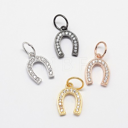 CZ Brass Micro Pave Cubic Zirconia Horse Shoe Charms ZIRC-L018-13-1