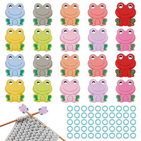Frog Silicone Knitting Needle Point Protectors AJEW-BC0006-95-1