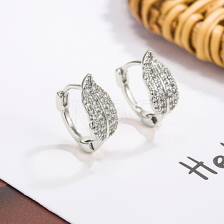 Brass Clear Cubic Zirconia Hoop Earrings FS-WG8C147-02-1