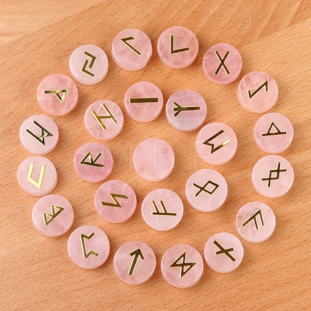 Tumbled Natural Rose Quartz with Carved Rune Words PW-WG60219-01-1
