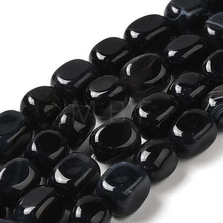 Natural Black Agate Beads Strands G-H295-A01-04-1
