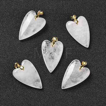 Natural Quartz Crystal Pendants X-G-E570-01G-12-1