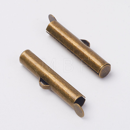 Brass Slide On End Clasp Tubes KK-P031-12AB-1