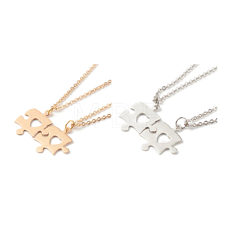 304 Stainless Steel Puzzle Piece Pendant Necklaces Sets NJEW-JN03516-1