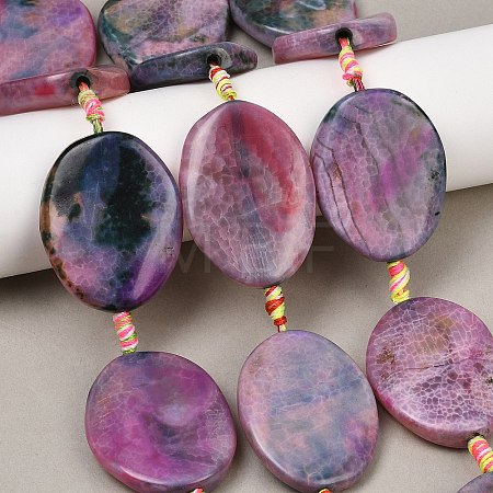 Natural Fire Crackle Agate Beads Strands G-P605-L03-01A-1