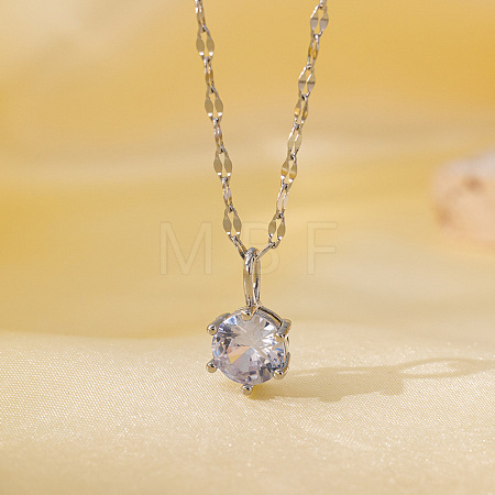 Brass Pave Clear Cubic Zirconia Pendant Necklaces for Women FS-WG014CD-06-1