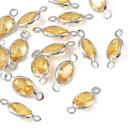 SHEGRACE Brass Pave Cubic Zirconia Oval Connector Charms XGRQ2O407-439C-P-1