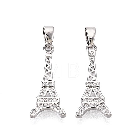 Brass Micro Pave Clear Cubic Zirconia Pendants KK-T080-74P-1
