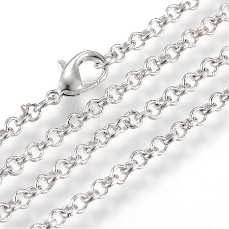 Iron Rolo Chains Necklace Making MAK-R015-45cm-P-1