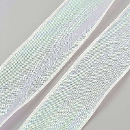 10 Yards Polyester Iridescent Lace Ribbon OCOR-WH20001-12A-1