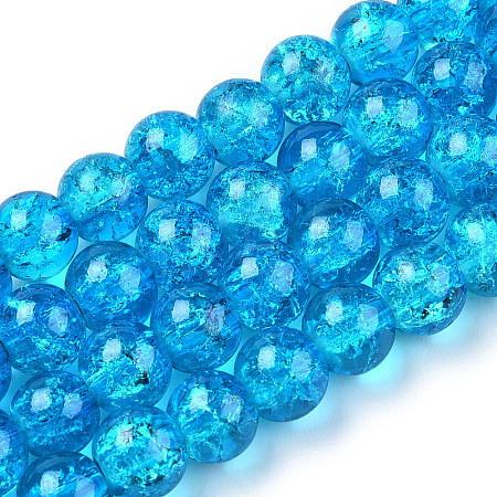 Spray Painted Crackle Transparent Glass Beads Strands CCG-Q001-6mm-06-A-1
