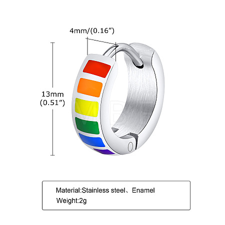 304 Stainless Steel Enamel Hoop Earrings FS-WGDD905-03-1