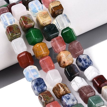 Natural & Synthetic Mixed Gemstone Beads Strands G-Q608-10-1