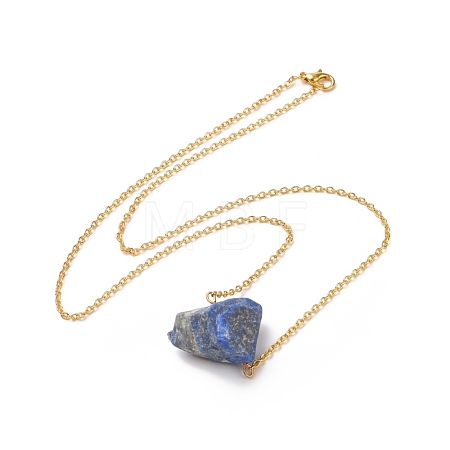 Natural Lapis Lazuli Irregular Nugget Pendant Necklace G-E155-03G-06-1