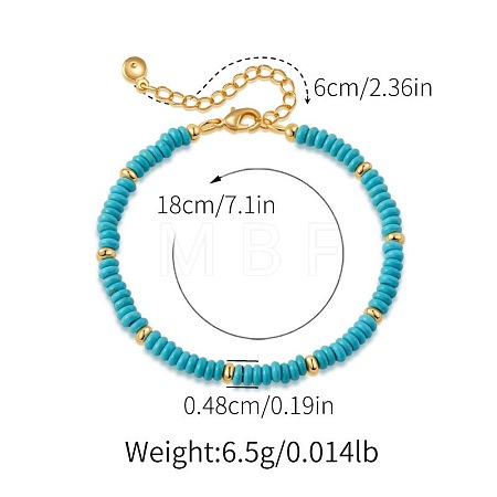 Handmade Synthetic Turquoise Rondelle Beaded Bracelets with 304 Stainless Steel End Chains XL9343-4-1