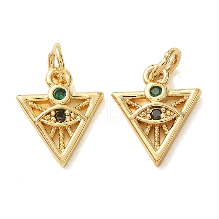Brass Micro Pave Colorful Cubic Zirconia Charms CU-E003-15G-B-1