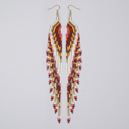 Bohemian Long Tassel Glass Seed Beaded Dangle Earrings for Women LS-IW9172-3-1