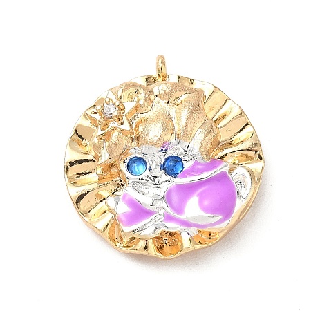 Brass Micro Pave Cubic Zirconia Enamel Pendants KK-L250-08G-12-1