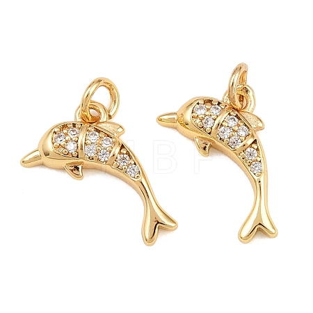 Brass Micro Pave Clear Cubic Zirconia Charms KK-Q085-04D-G-1