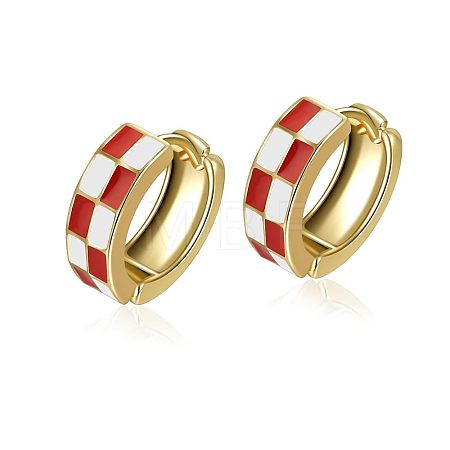 Tartan Design Alloy Enamel Hoop Earrings FS-WG3E240-05-1