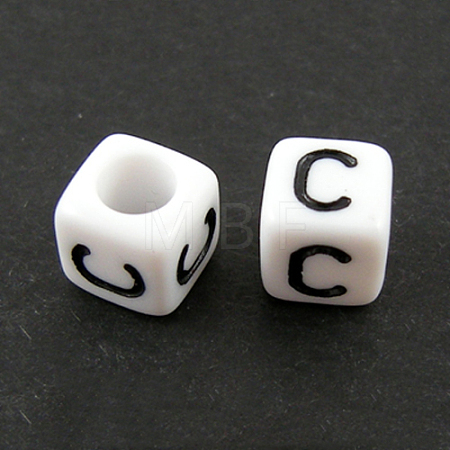 Letter Acrylic European Large Hole Beads OPDL-R050-10mm-C-1