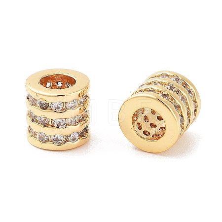 Column Brass Micro Pave Clear Cubic Zirconia Beads KK-S394-05B-1