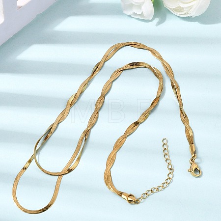 Unisex 304 Stainless Steel Flat Snake Chain Necklaces NJEW-K305-11G-1