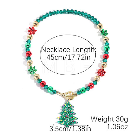 Christmas Theme Alloy Enamel Pendant Acrylic Beaded Necklaces with Alloy OT Clasps FS-WG3DBCD-08-1
