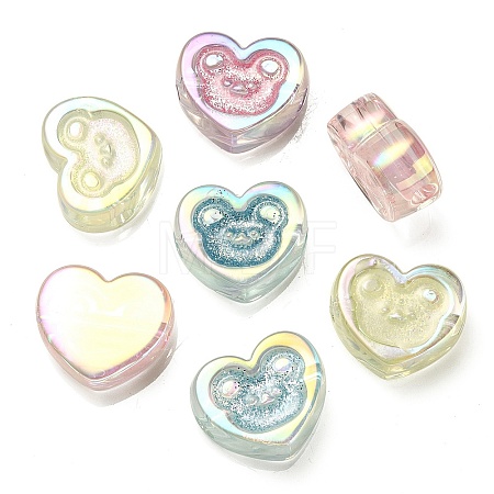 UV Plating Rainbow Iridescent Acrylic Beads X-OACR-G012-11-1