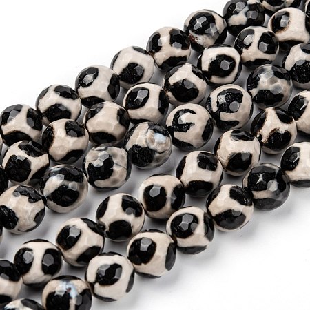 Tibetan Style Turtle Back Pattern dZi Beads X-G-H1453-1-1