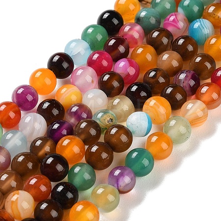 Natural Striped Agate/Banded Agate Beads Strands G-Z060-A01-A07-1