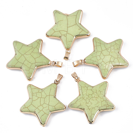 Electroplate Synthetic Turquoise Pendants G-S344-65D-1