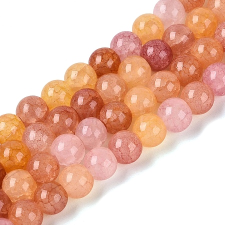 Ombre Effect Dyed Crackle Glass Beads Strands GLAA-Q106-01A-B19-1