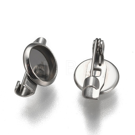 Tarnish Resistant 304 Stainless Steel Brooch Base Settings STAS-F191-04P-8mm-1
