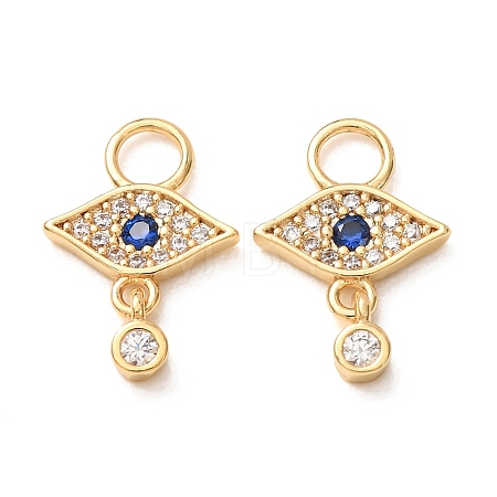 Brass Micro Pave Marine Blue Cubic Zirconia Charms CU-K002-18G-1